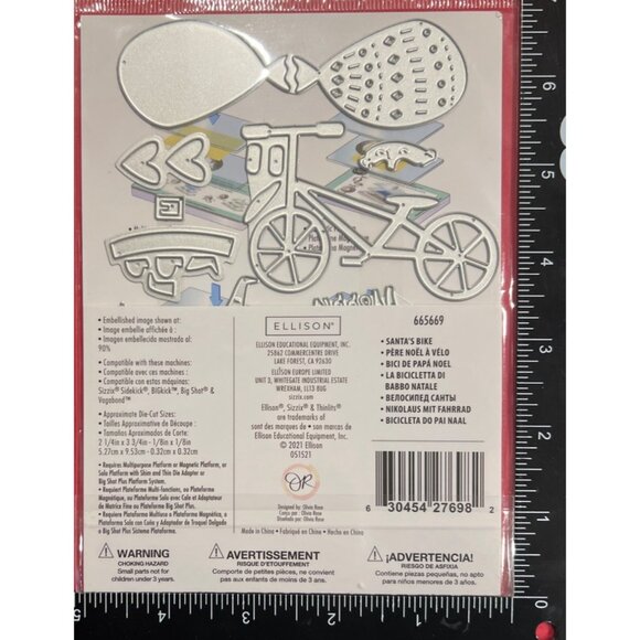 Sizzix Thinlits Santa's Bike 665669 Christmas 10-Die Set By Olivia Rose - Picture 2 of 2